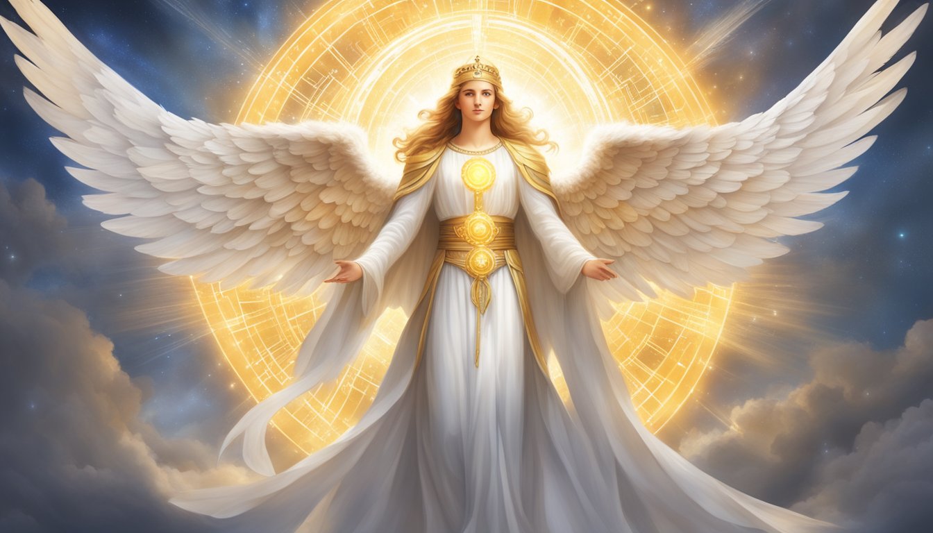 A bright, glowing angelic figure surrounded by the numbers 1661, radiating a message of divine guidance and protection