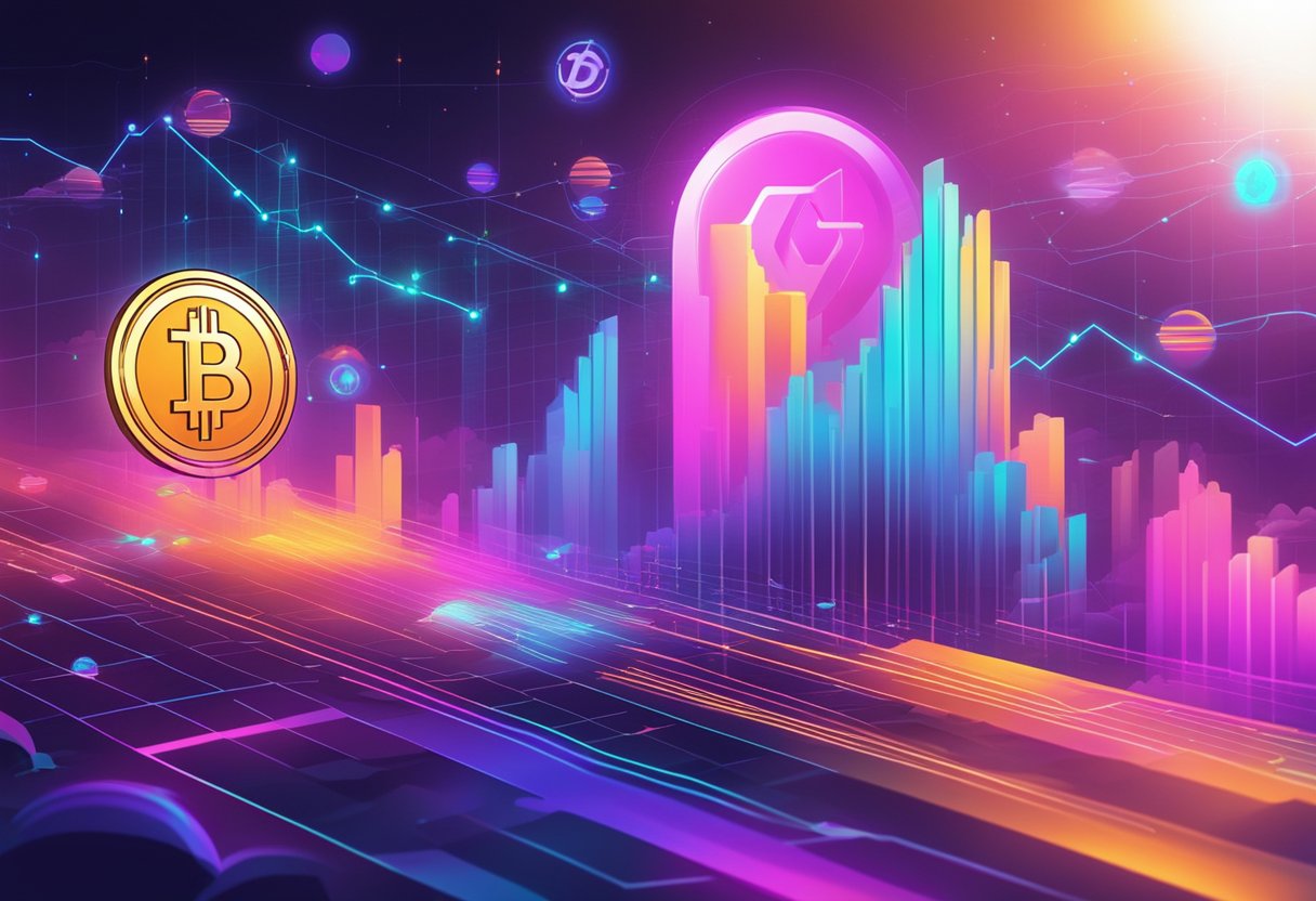 A vibrant digital landscape with a glowing Crypto Comeback Pro logo, surrounded by futuristic charts and graphs, symbolizing the resurgence of cryptocurrency