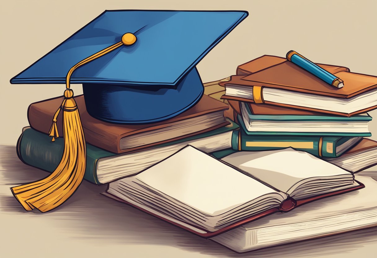 Ben Shapiro's education: books, a desk, and a graduation cap
