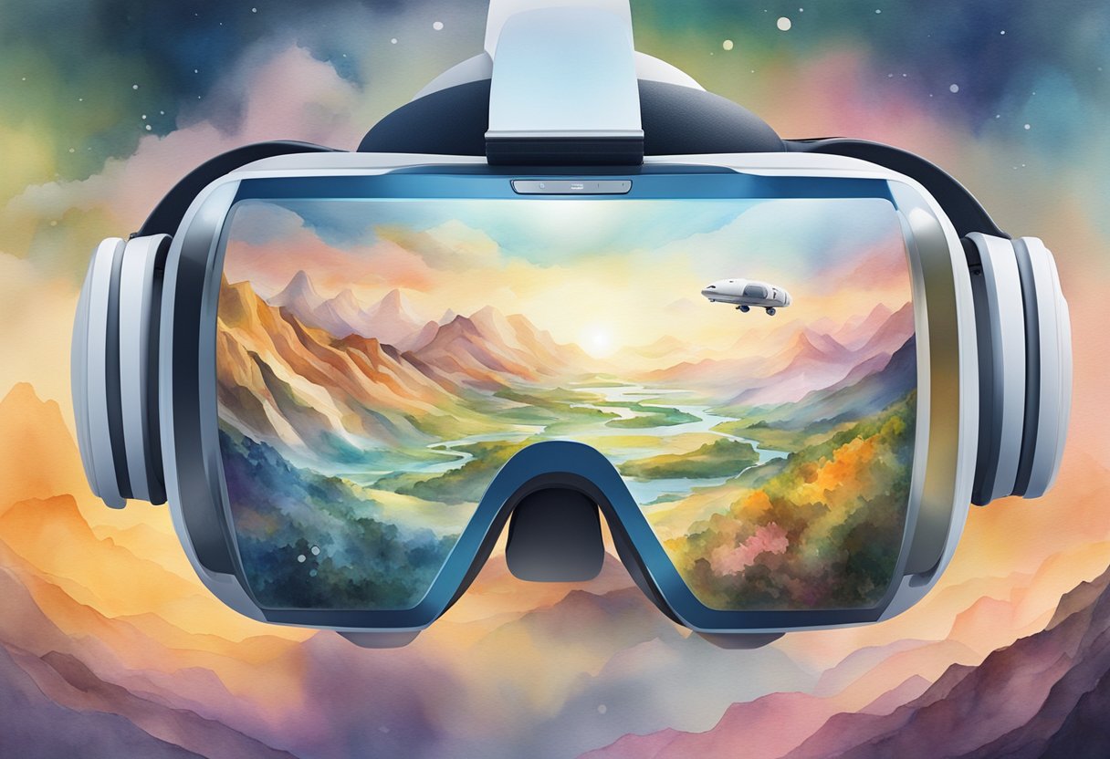 A virtual reality headset transports the user to a stunning virtual landscape, complete with immersive 3D visuals and realistic sound effects, showcasing the potential of VR in revolutionizing the tourism industry