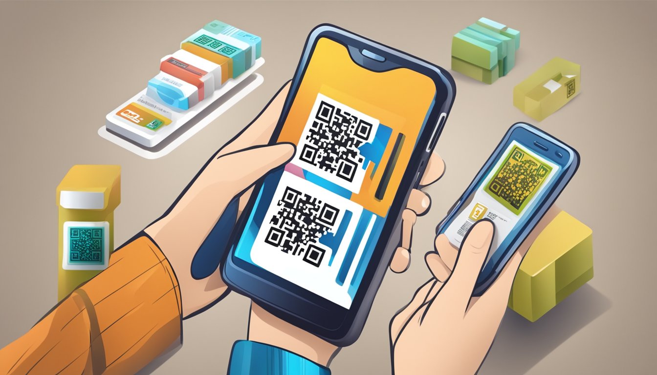 A person using a smartphone to scan a QR code on a product for more information