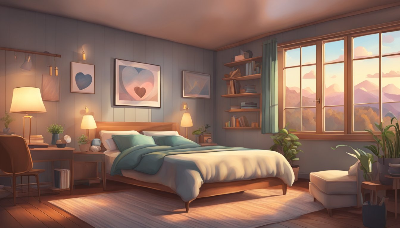 In a cozy room, two hearts connect amidst a backdrop of love and relationships.</p><p>The number 743 holds significance, evoking a sense of meaning and depth