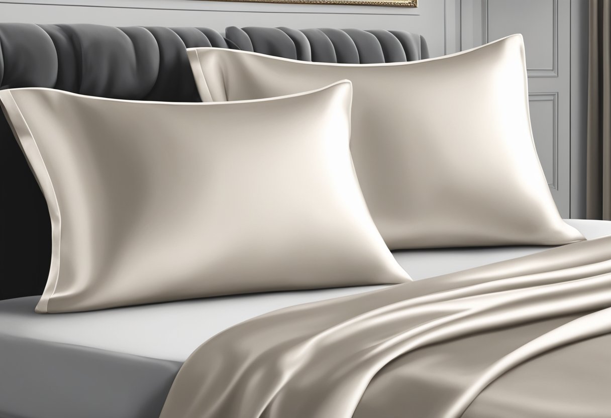 A luxurious silk pillowcase with smooth, lustrous fabric and impeccable stitching, designed to minimize wrinkles and promote skin health