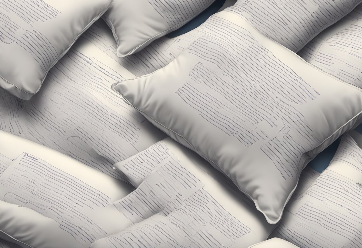 A silk pillowcase surrounded by scientific papers and expert quotes on crepey skin