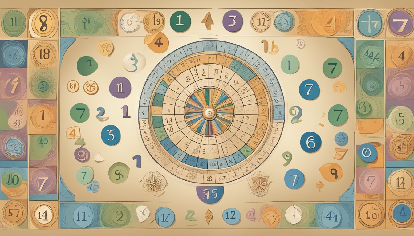 A table with the numbers 1147 displayed prominently, surrounded by symbols representing numerology and cultural significance