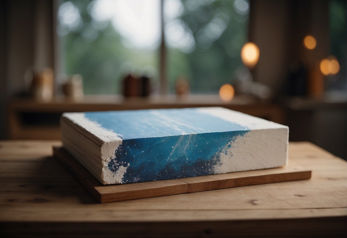 A canvas is stretched over a wooden frame, primed with gesso, and left to dry before painting