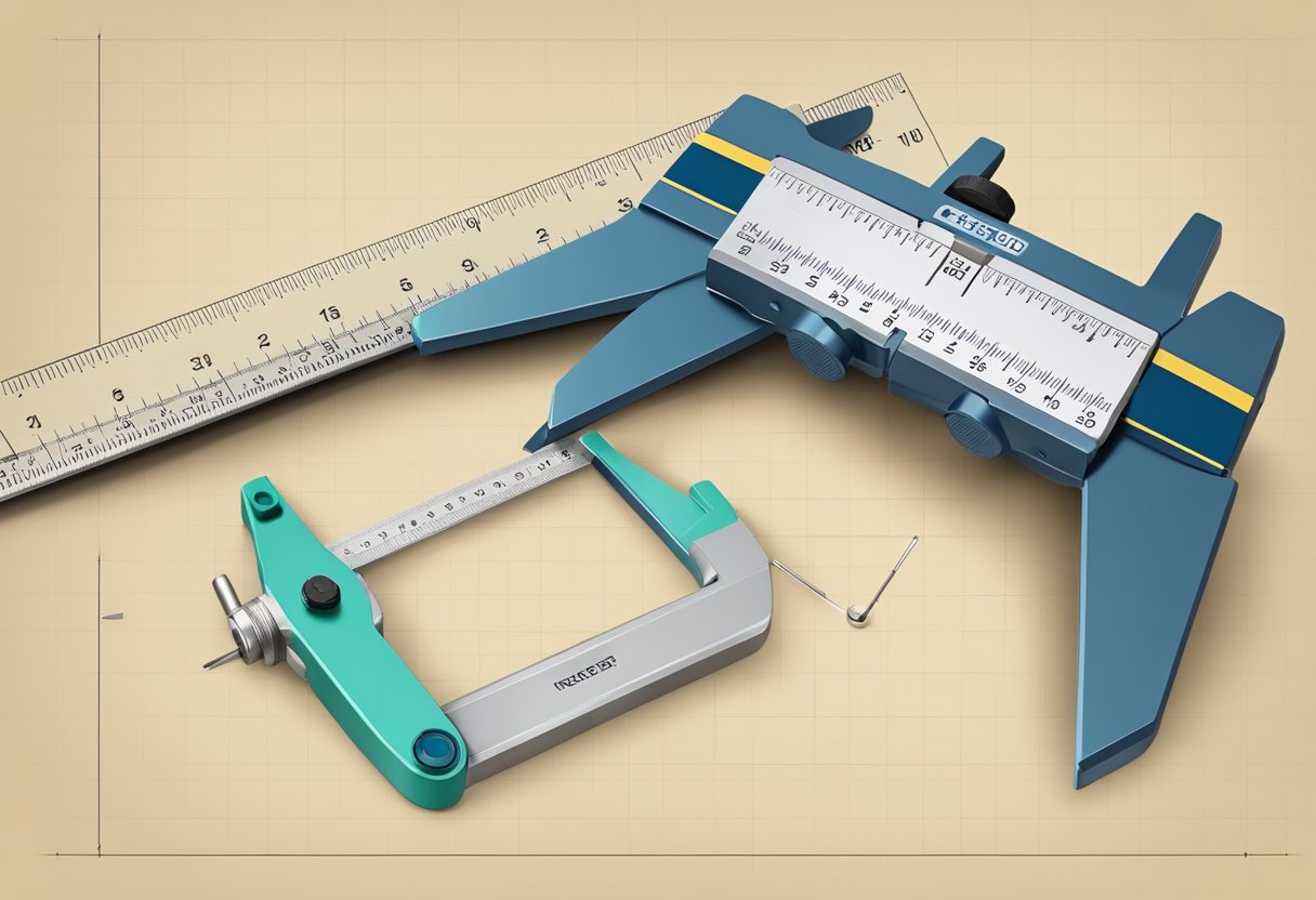 A caliper measures the diameter of an O-ring. A ruler measures the thickness. Write down the measurements