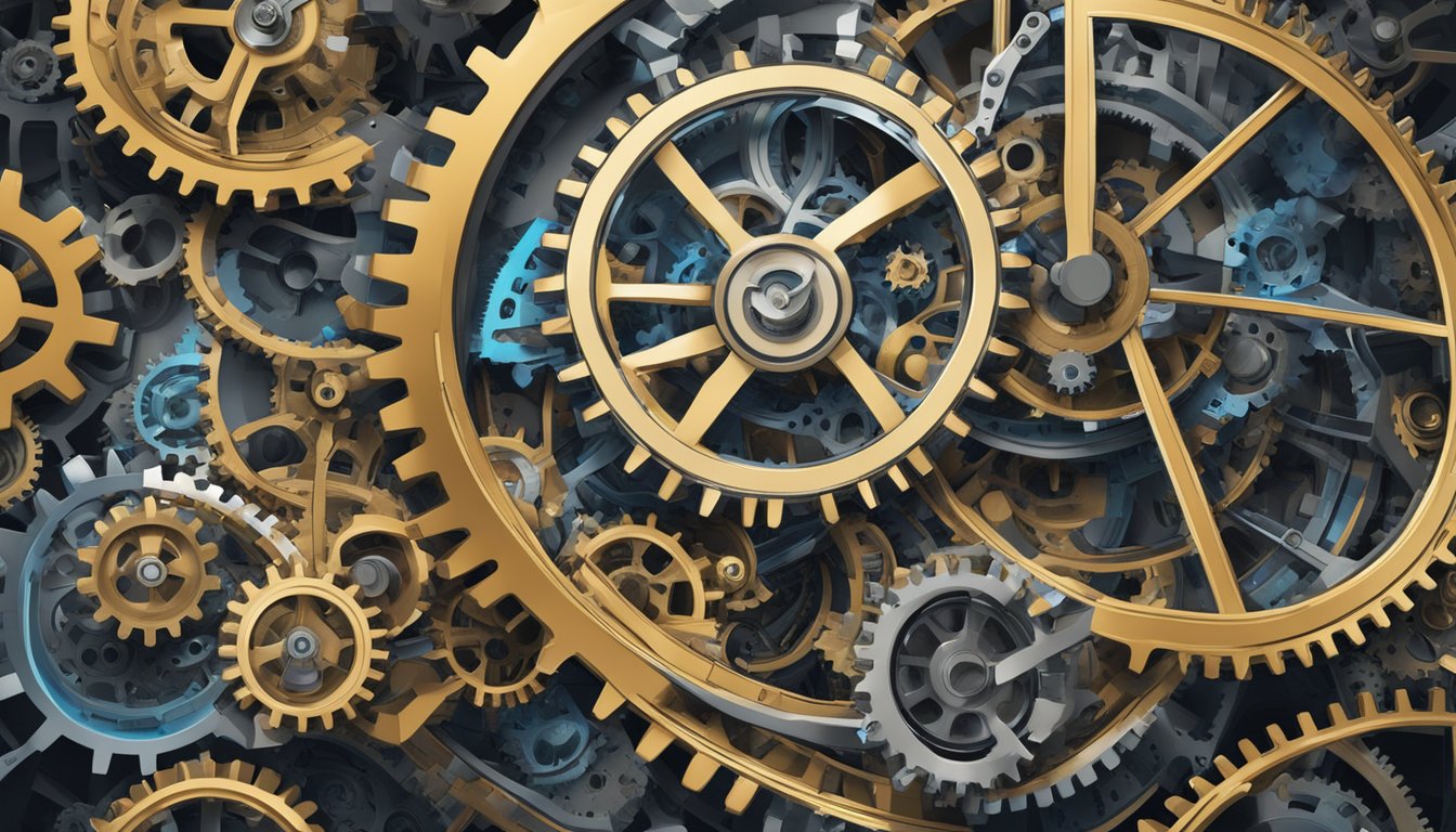 A complex network of interconnected gears and machinery, symbolizing the technical significance of the number 426