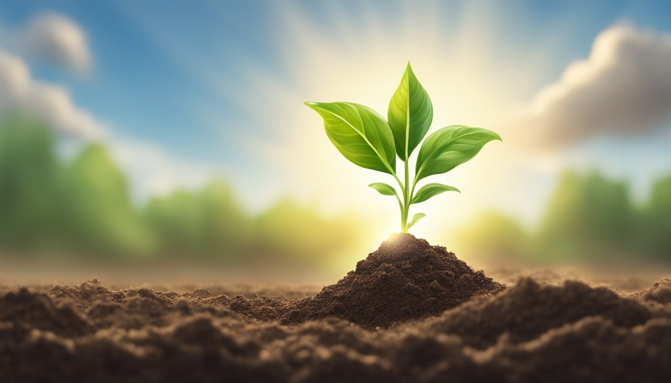 A seedling bursting through soil, reaching towards the sunlight, symbolizing personal growth and independence
