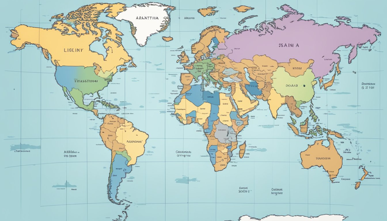 A world map with highlighted time zones and the number 614 displayed prominently