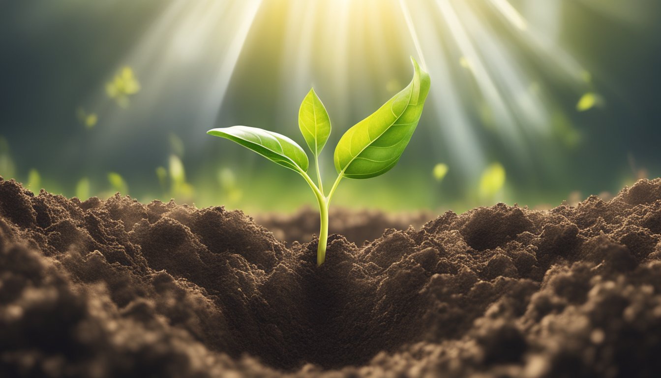 A seedling breaking through the soil, reaching towards the sunlight, symbolizing personal growth and change