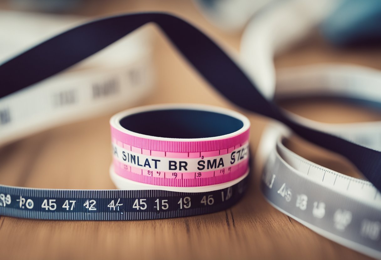 A measuring tape wrapped around a small bra cup size, with a label indicating "smallest bra size."