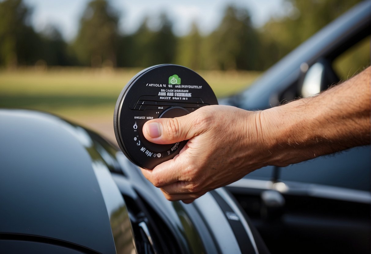 A hand-held buffer removes car scratches with circular motions