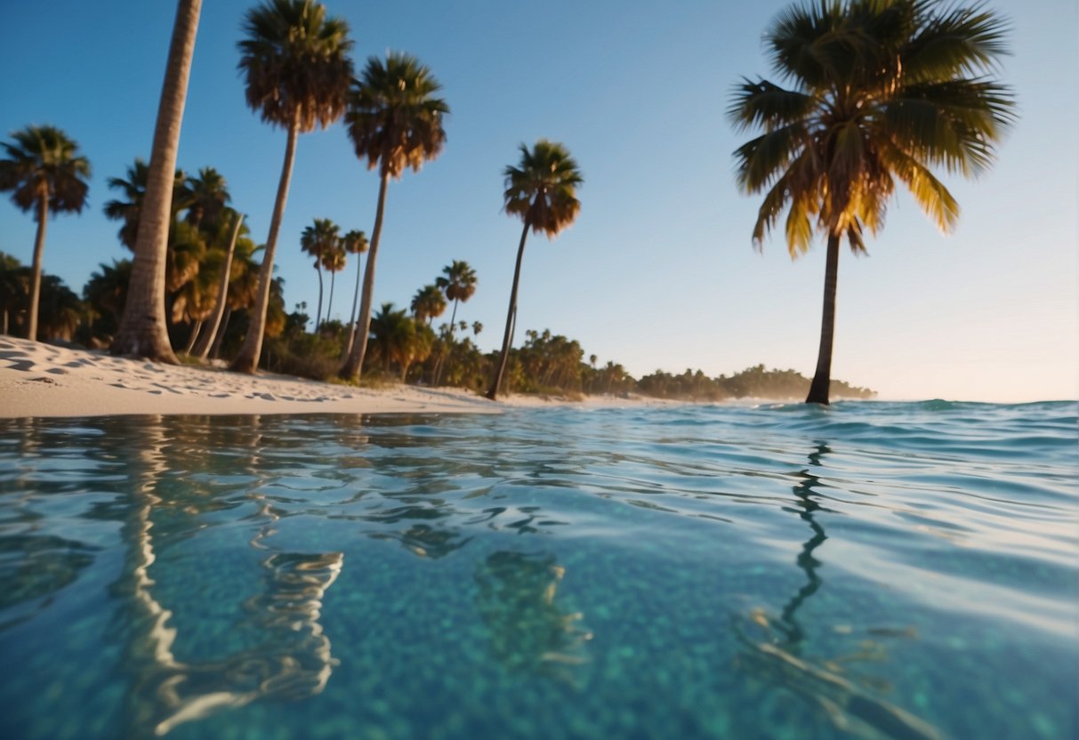 crystal clear water gently laps against the sandy shore of a florida beach