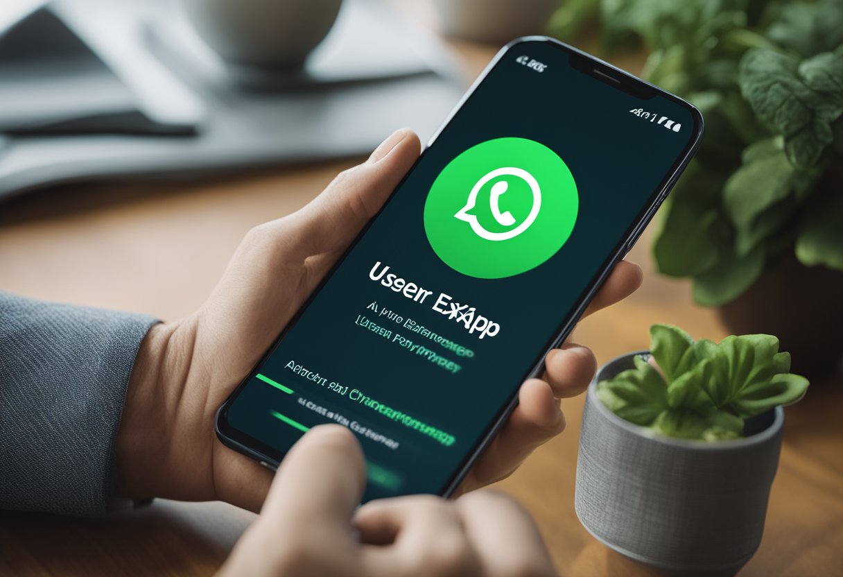 A smartphone screen displaying the "User Experience and Performance Cyber WhatsApp APK Download (Anti Ban) – Updated" page with a progress bar and download button
