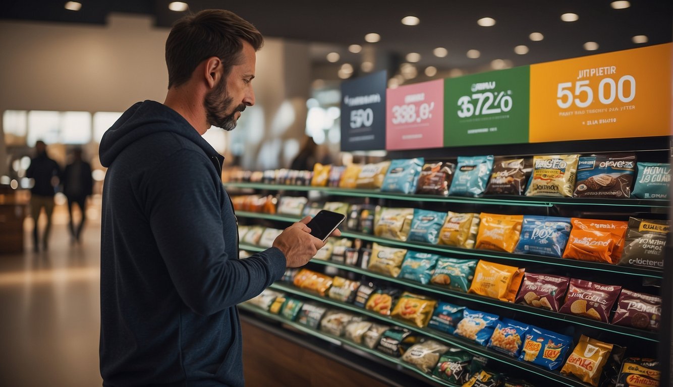 A customer browsing through a variety of products with "buy now pay later" options displayed prominently