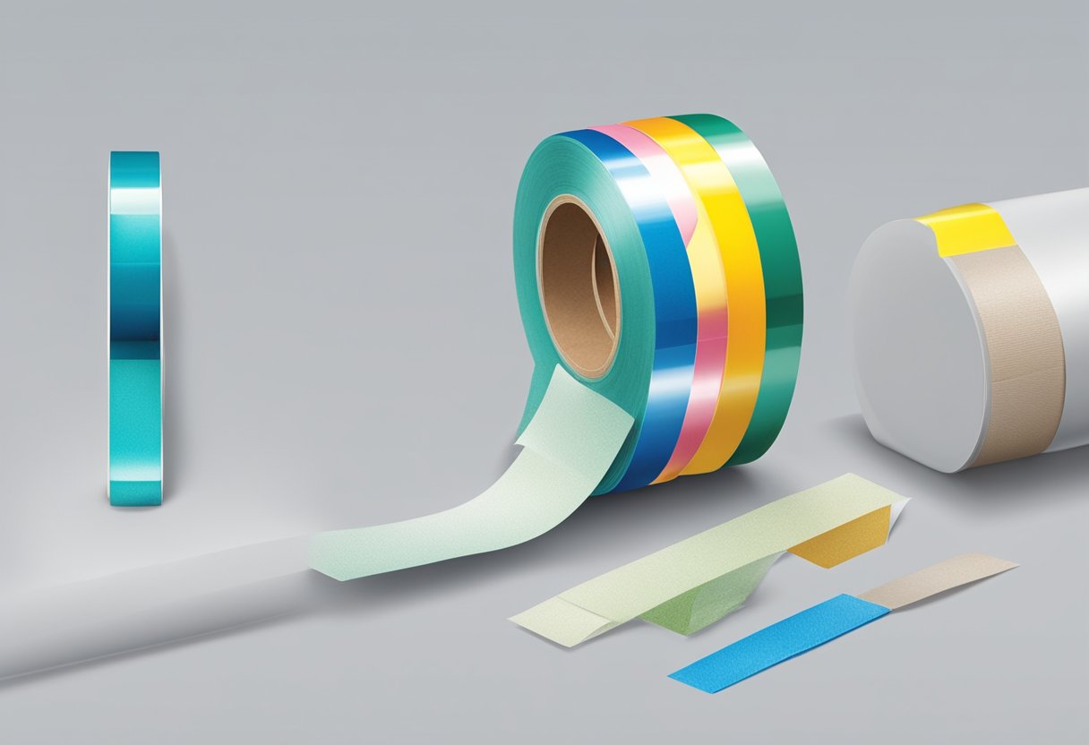A large, sturdy roll of double-sided tape, with clear adhesive on both sides, and a durable, easy-to-use dispenser