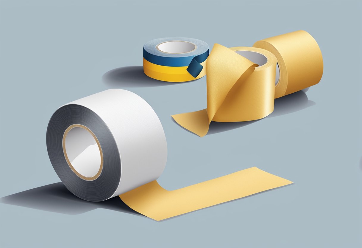 A hand pulling easy tear cloth tape from a roll