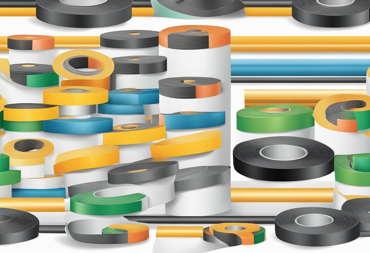 Machines weave fiberglass strands into electrical tape.rollers press and cut tape into rolls