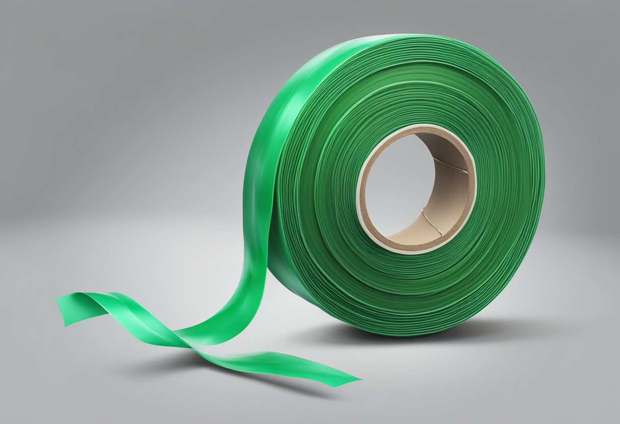 A roll of green insulation tape wraps around electrical wires, protecting them from damage. The eco-friendly material helps reduce energy consumption and minimize environmental impact