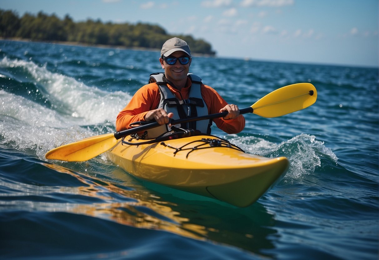 Kayak gliding through vibrant equatic habitats, navigating with precision