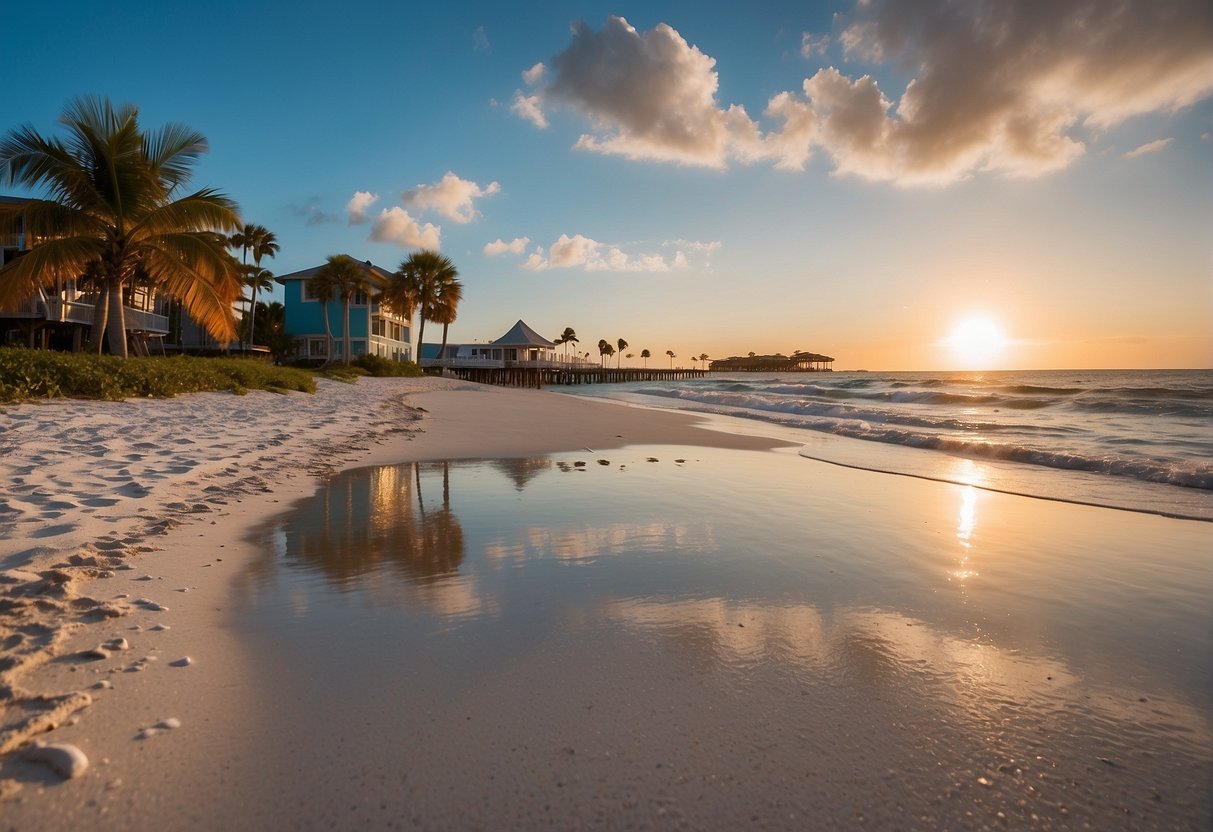 the sun sets over a serene florida beach