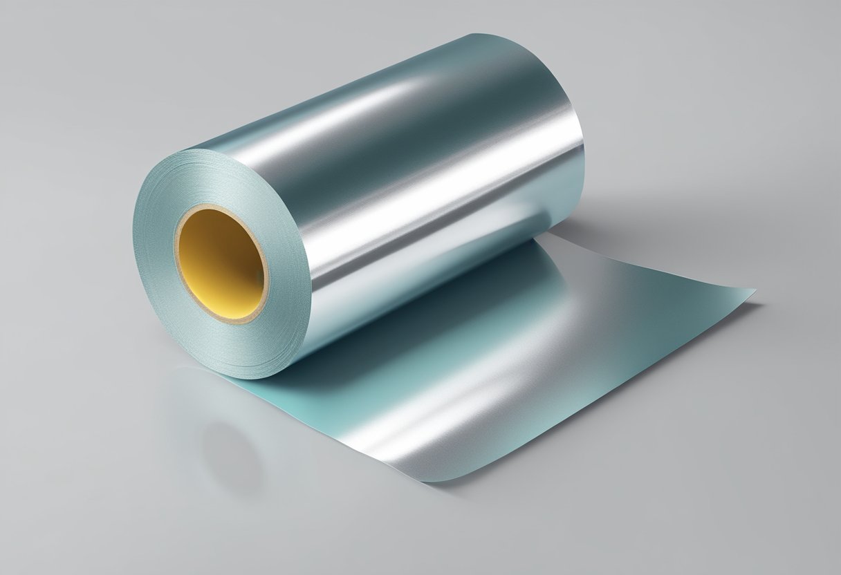 A roll of glass fiber cloth and aluminum foil tape laid out on a clean, flat surface