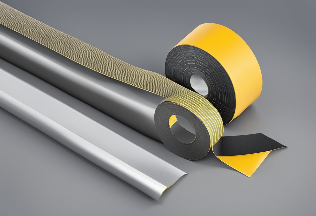 A roll of heat insulation butyl tape being applied to a metal surface, sealing the gaps and creating a protective barrier