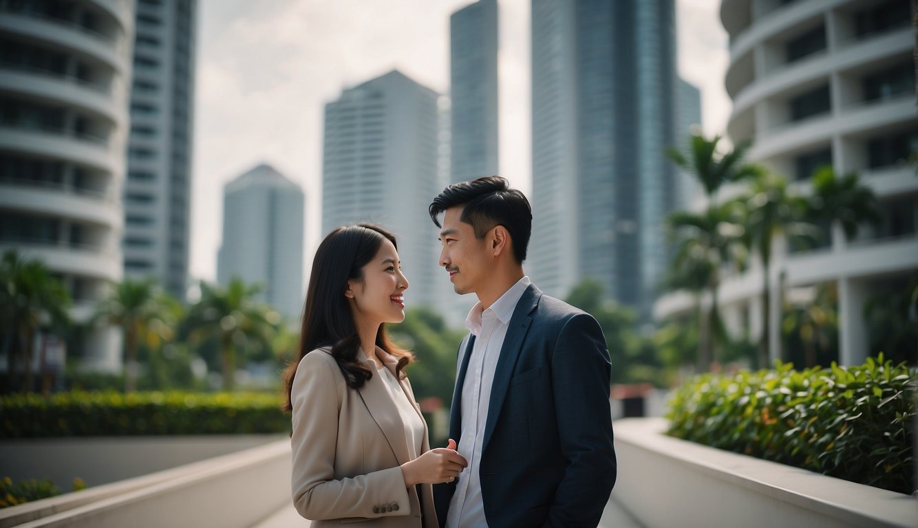 A couple reviews resale flats and executive condominiums, discussing the benefits of BTO downpayment access in Singapore
