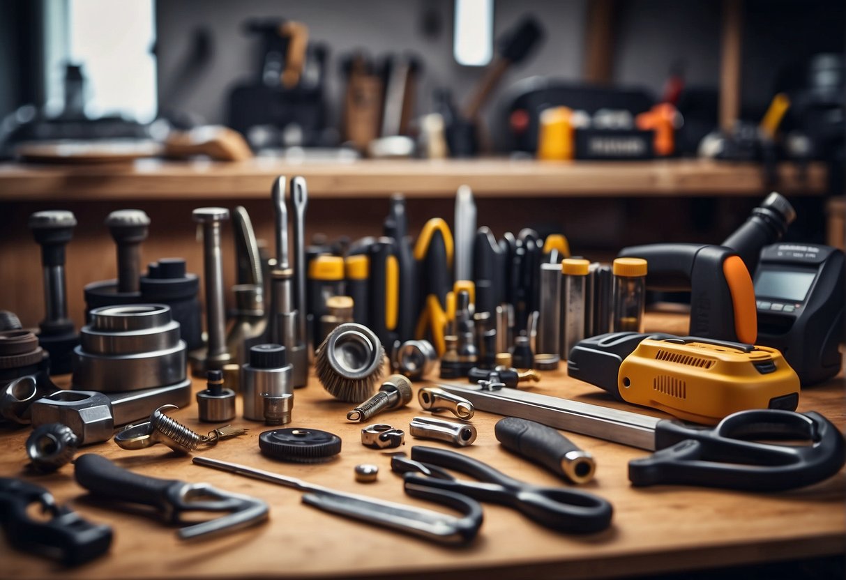 A workbench with various tools neatly organized for DIY maintenance