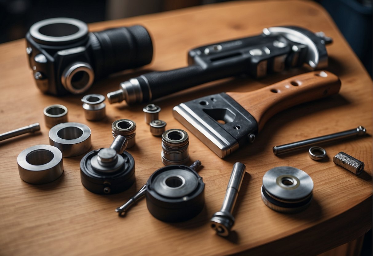 A set of additional tools lay on a wooden workbench, ready for a self-sufficient DIY enthusiast