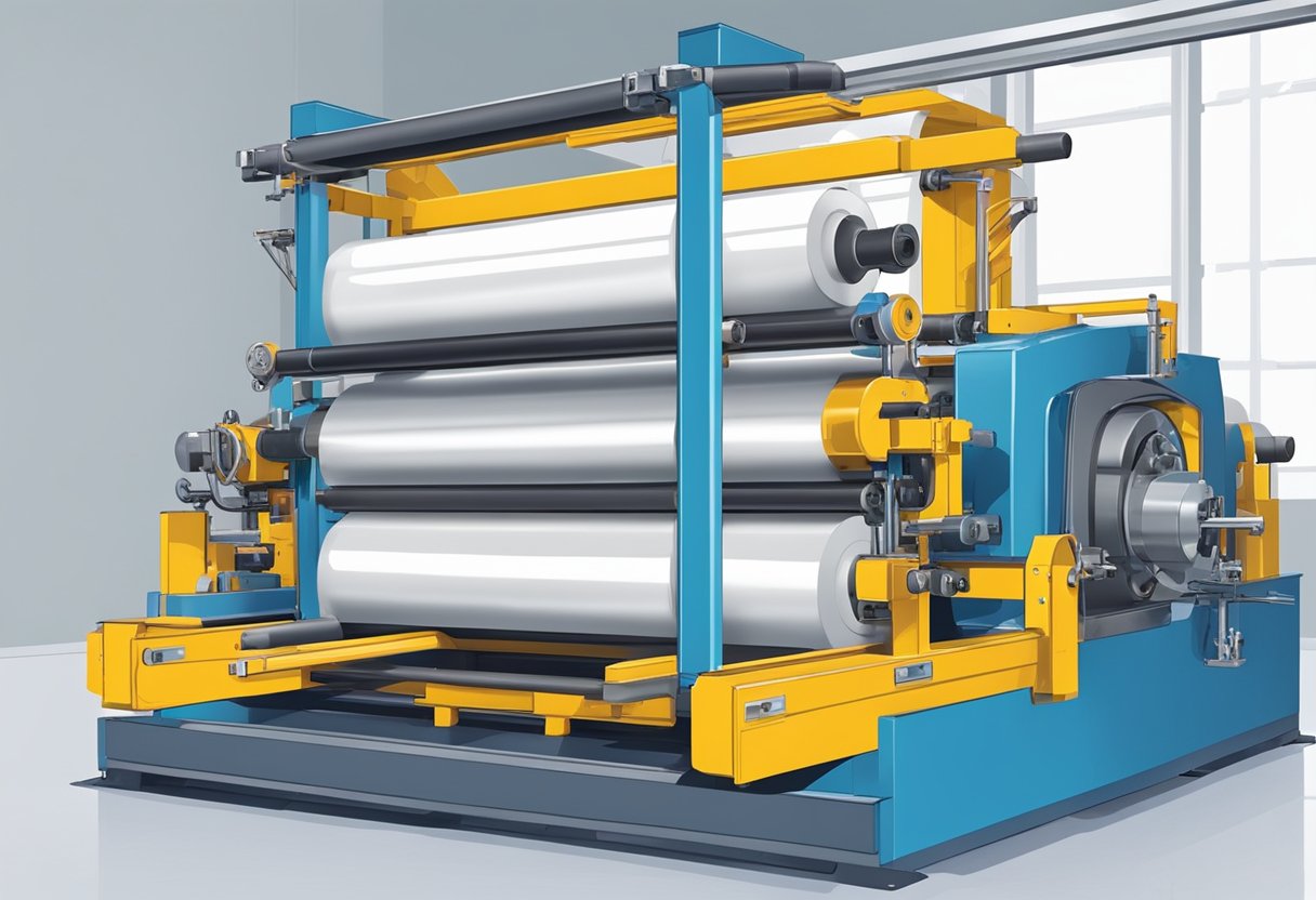 Machines extrude and stretch LLDPE film, winding it onto rolls