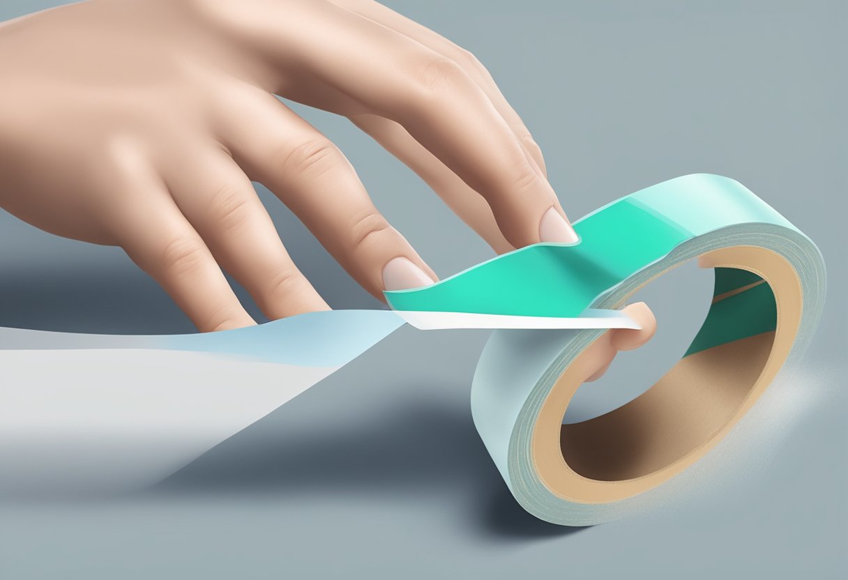 A roll of no residue washi tape being peeled off a surface, leaving no sticky residue behind