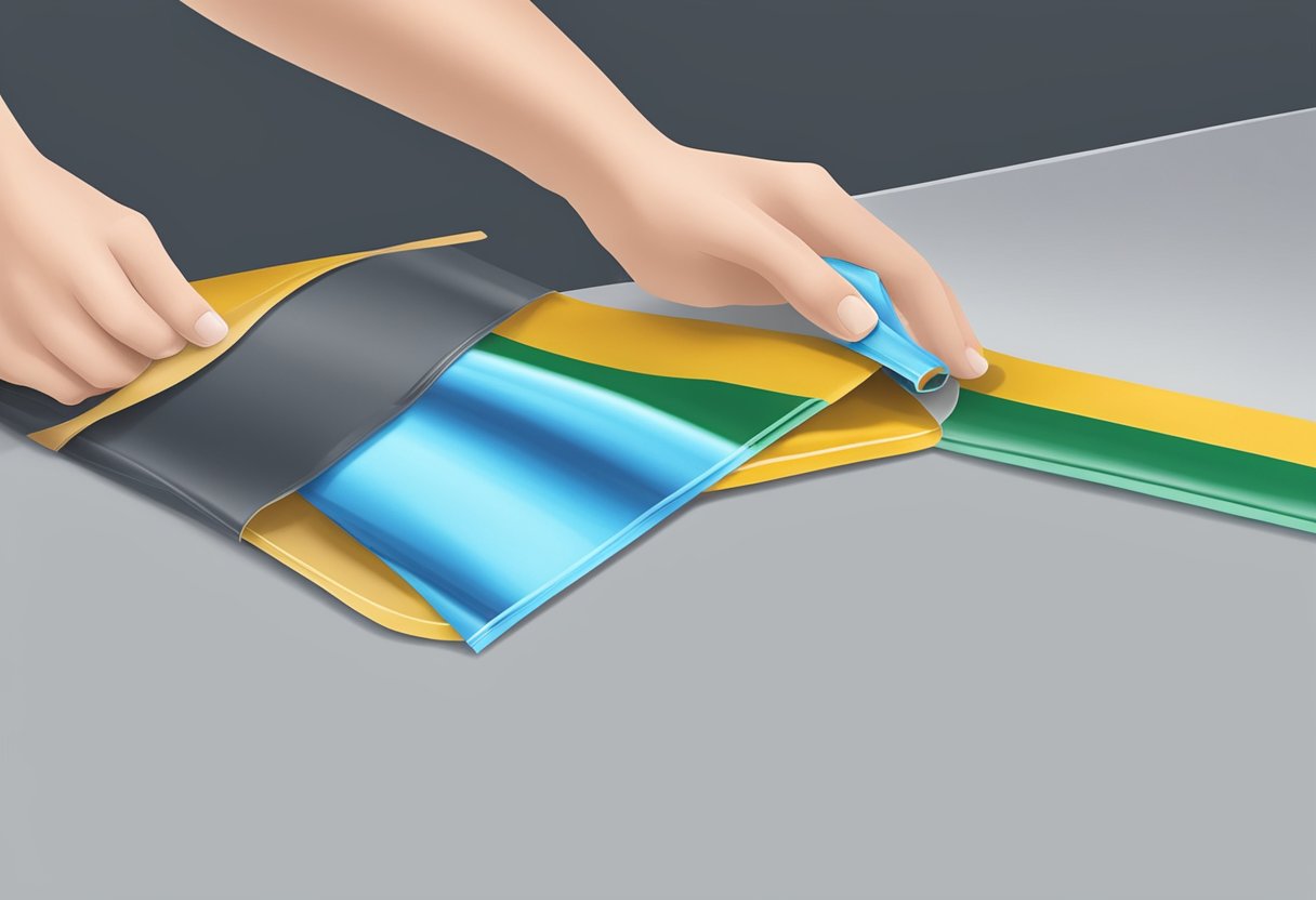 Butyl tape being applied to seal seams on a surface