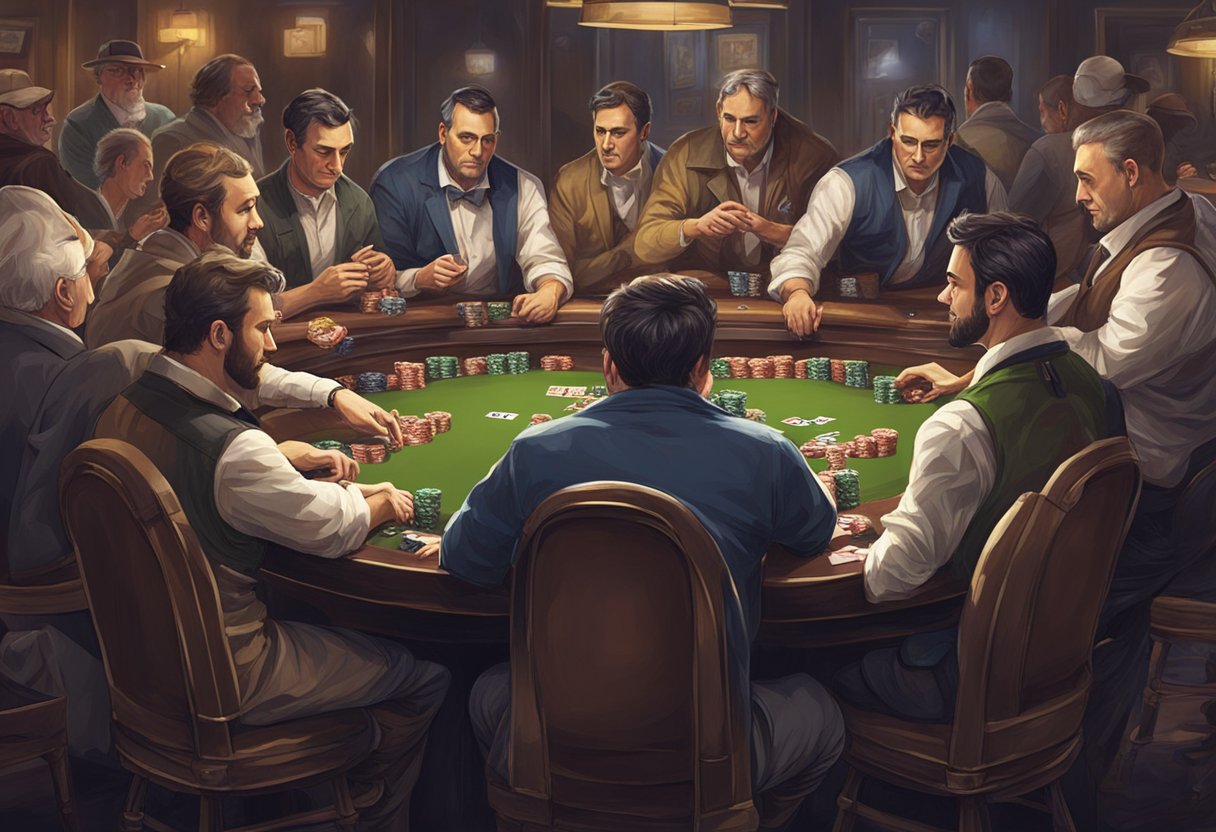 Players gather around poker tables, chips and cards in hand, while others compete in intense tournaments. The atmosphere is filled with excitement and tension as the games unfold