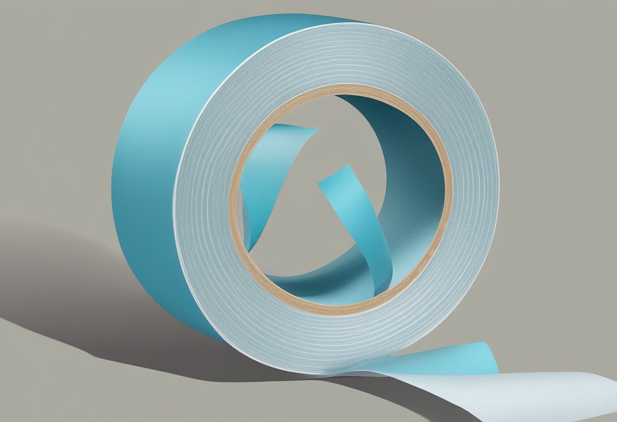A roll of strong adhesion cloth tape unravels, sticking firmly to a surface