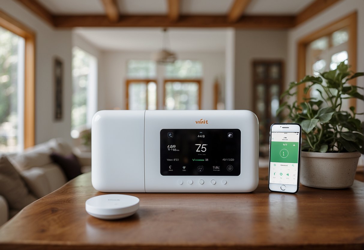 The Vivint Smart Home Kit includes a control panel, door and window sensors, motion detectors, and a smart thermostat