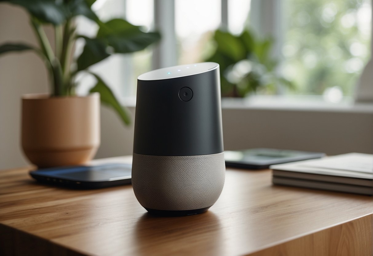 A Google Home device activates as it seamlessly integrates with a SimpliSafe security system, demonstrating their compatibility