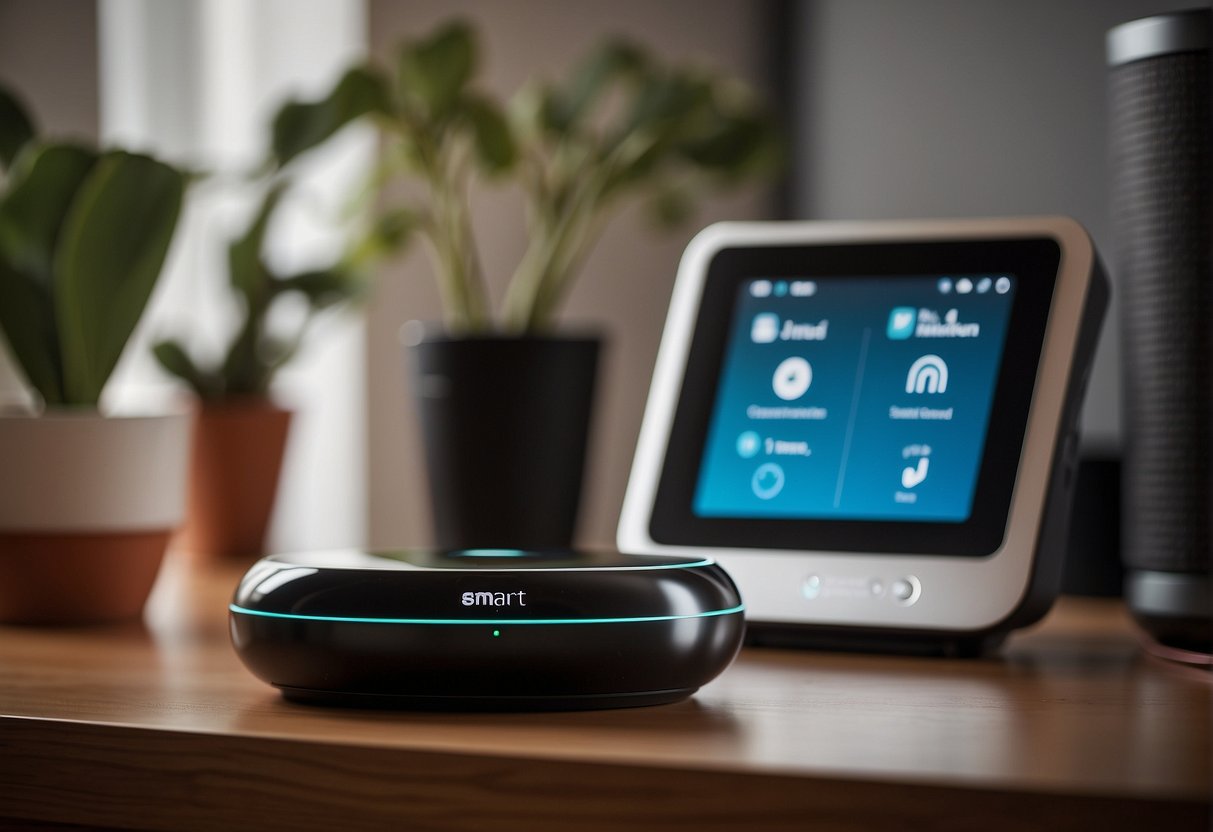 A smart home hub connects to various devices. Alexa integrates with Vivint for voice control