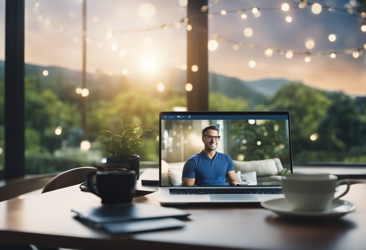 A serene virtual therapy session with customizable options for individual needs