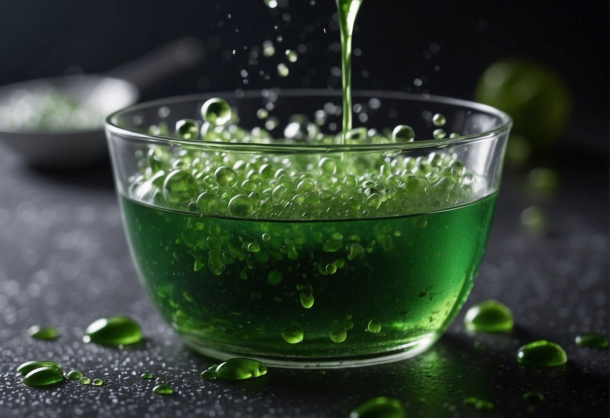 A chemical solution dissolves green slime on a grimy surface
