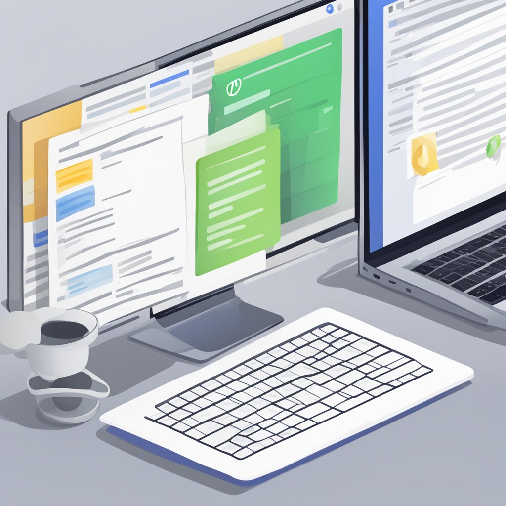 Wikipedia notability guidelines: A computer screen with Wikipedia logo, a list of criteria, and a checkmark next to each one