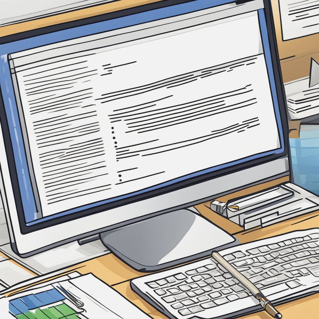 A computer screen displaying Wikipedia copyright guidelines with a pencil and paper next to it