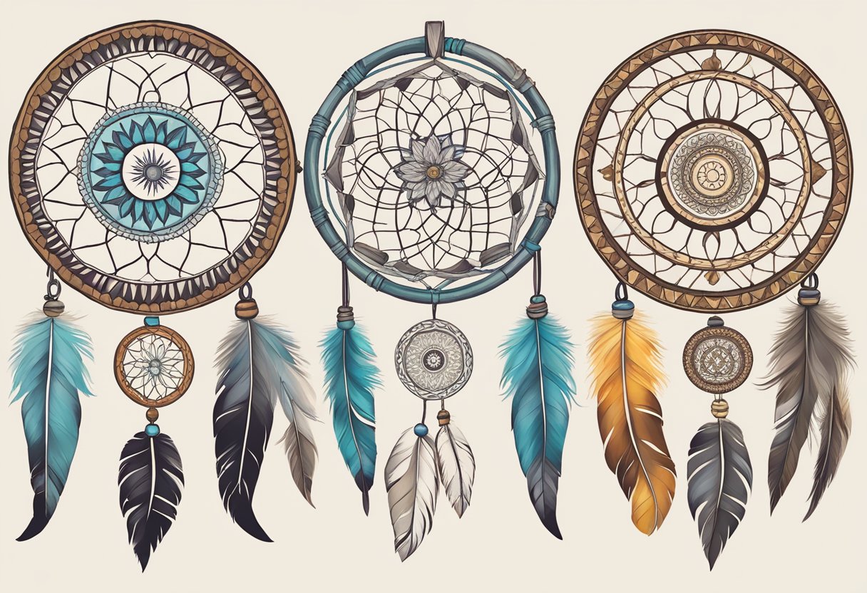 A dreamcatcher and mandala side by side, each with intricate designs and symbolic elements, representing the contrast between traditional Native American spirituality and the meditative practice of Hindu and Buddhist cultures