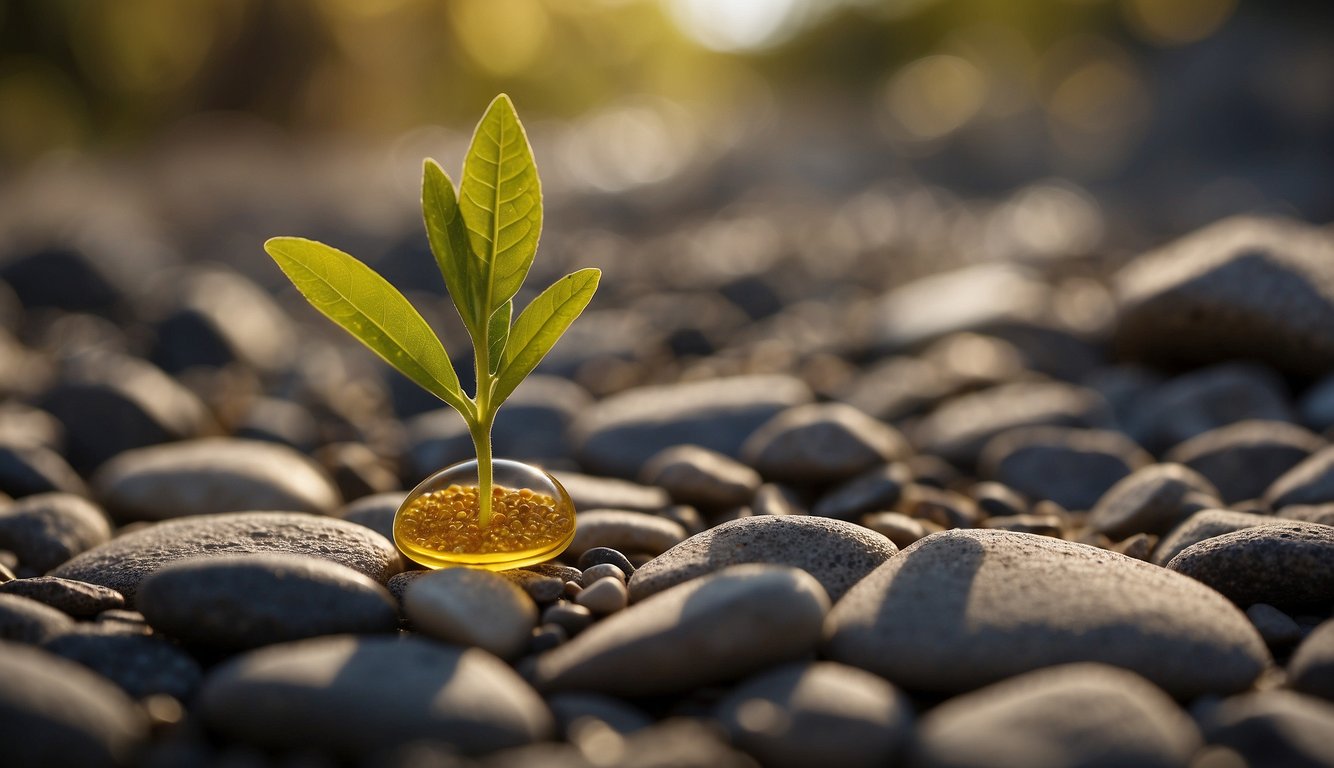 A tiny mustard seed sits on a rocky path, surrounded by towering obstacles. Yet, it remains unyielding, a symbol of unwavering faith in modern times