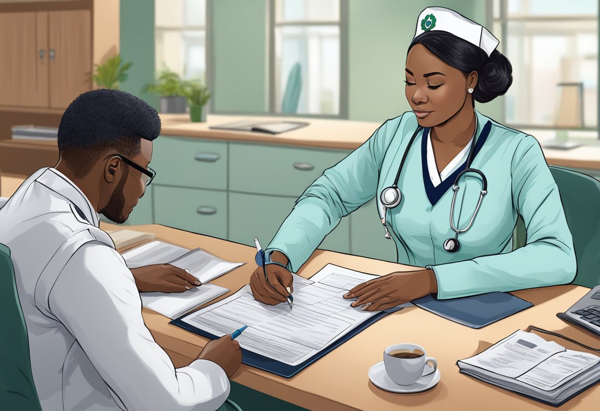 A nurse from Nigeria reviewing UK eligibility criteria