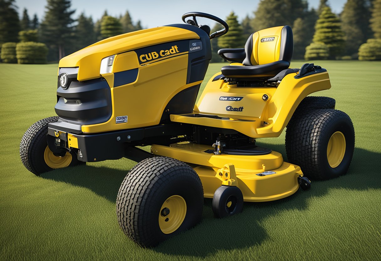 A Cub Cadet zero-turn mower sits idle, one side not functioning, while the other side continues to operate smoothly