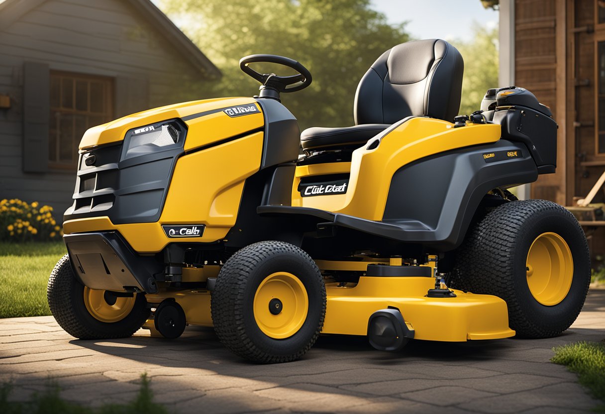 A Cub Cadet zero turn mower with one side not working, surrounded by tools and a puzzled operator