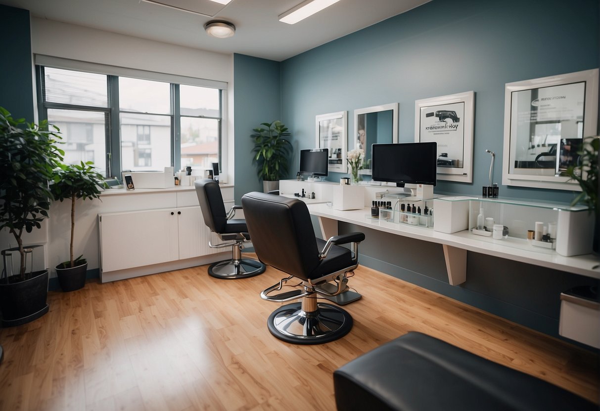 A clean, professional piercing studio with sterile equipment and experienced staff. Bright, welcoming atmosphere with comfortable seating and informative literature on aftercare