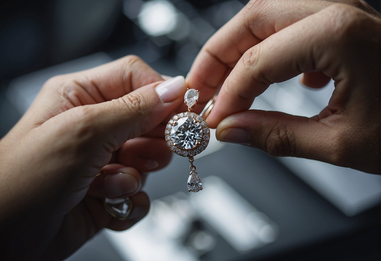 A hand reaches for a dermal piercing, swapping out the jewelry. The scene is focused on the action of changing the piercing, with attention to the details of the jewelry and the skin